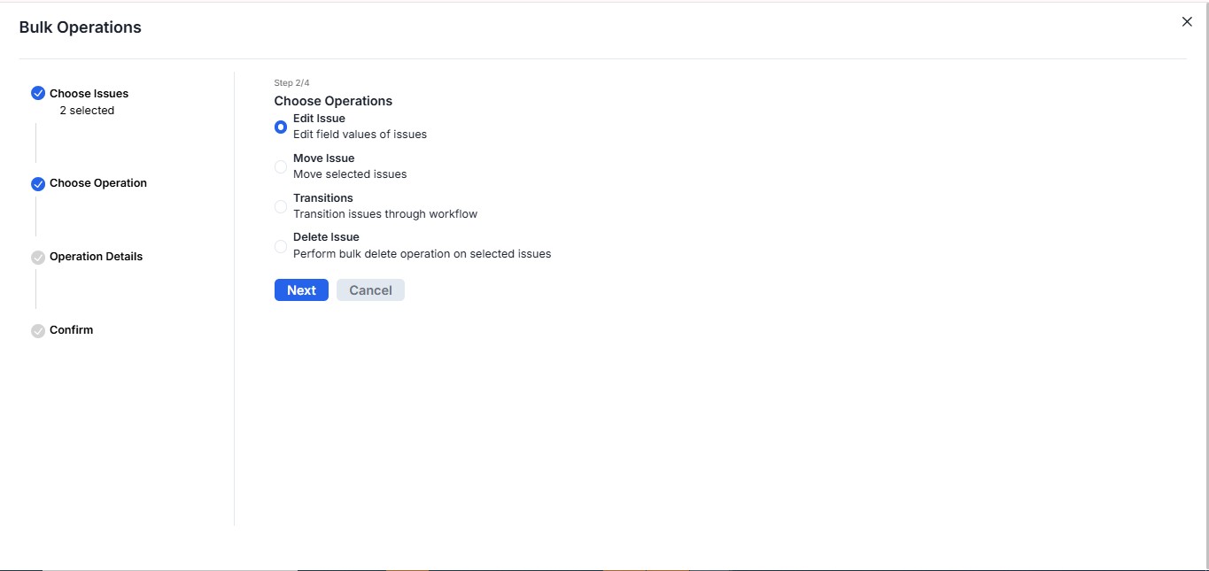 Bulk Operations Interface
